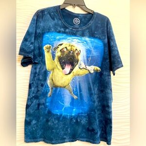 Nirvana Nevermind Pug Parody Tie Dye Psychedelic Grunge Funny Dog Large T-Shirt